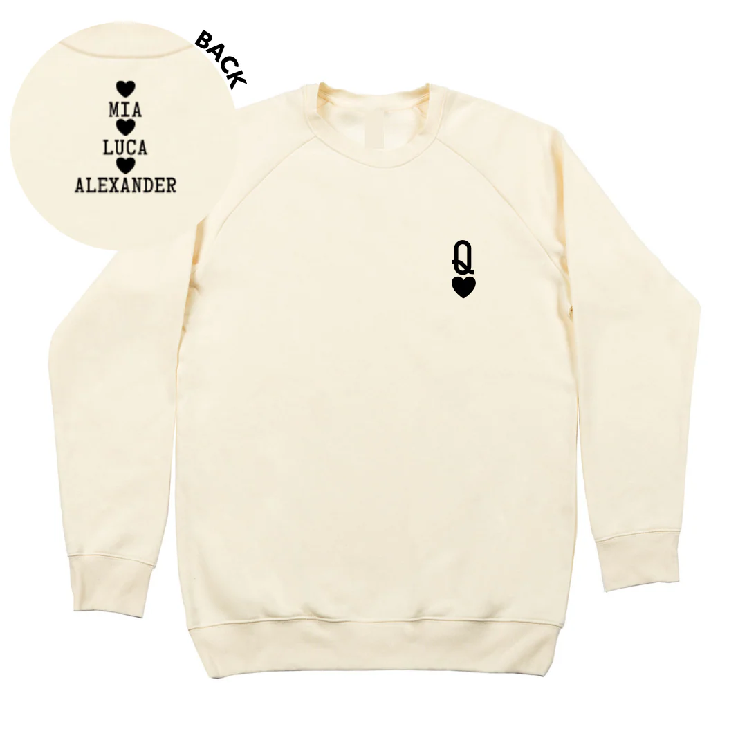 MLW By Design - Queen Of Hearts Personalised Adult Crew | Various Colours - Image 3