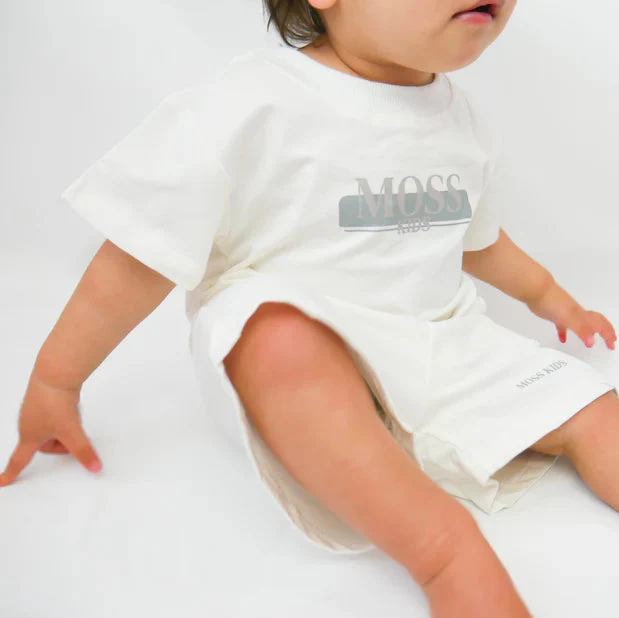 Moss Kids - Core Tee & Short Set | Off White (CLEARANCE) - Image 2