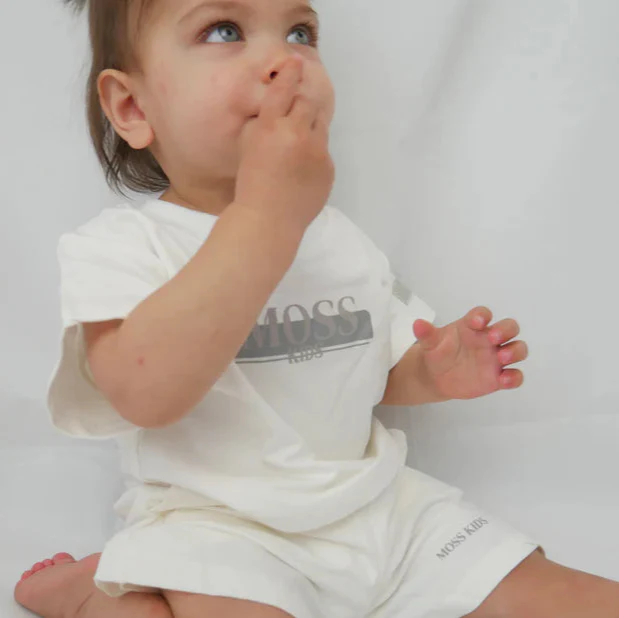 Moss Kids - Core Tee & Short Set | Off White (CLEARANCE) - Image 3