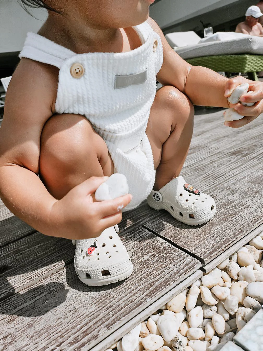 Moss Kids - White Cross Romper with Matching Bunny Ears Bonnet (CLEARANCE) - Image 3