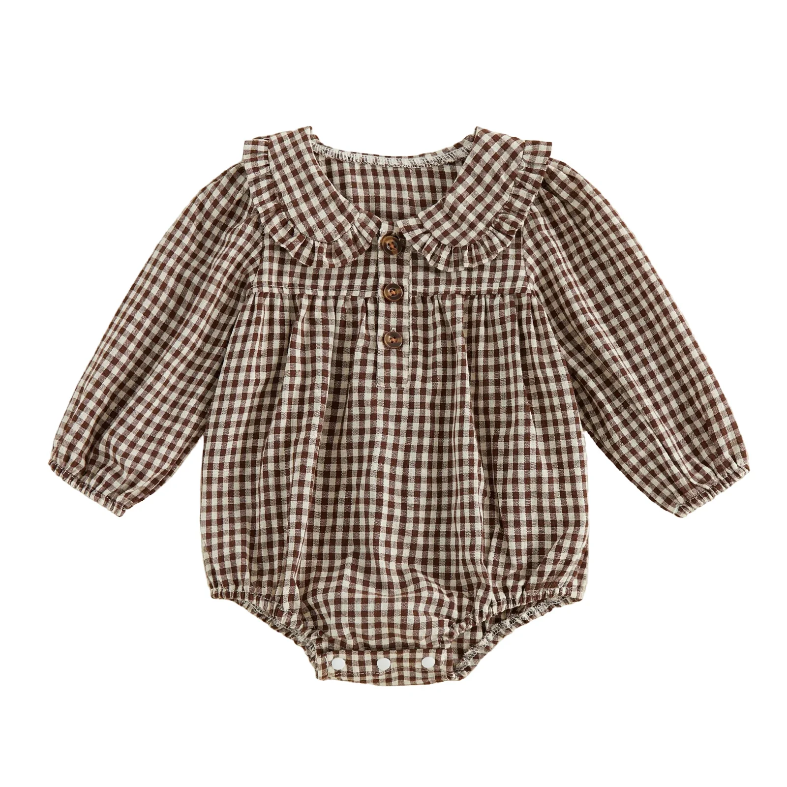 Lottie Gingham Romper | Cocoa