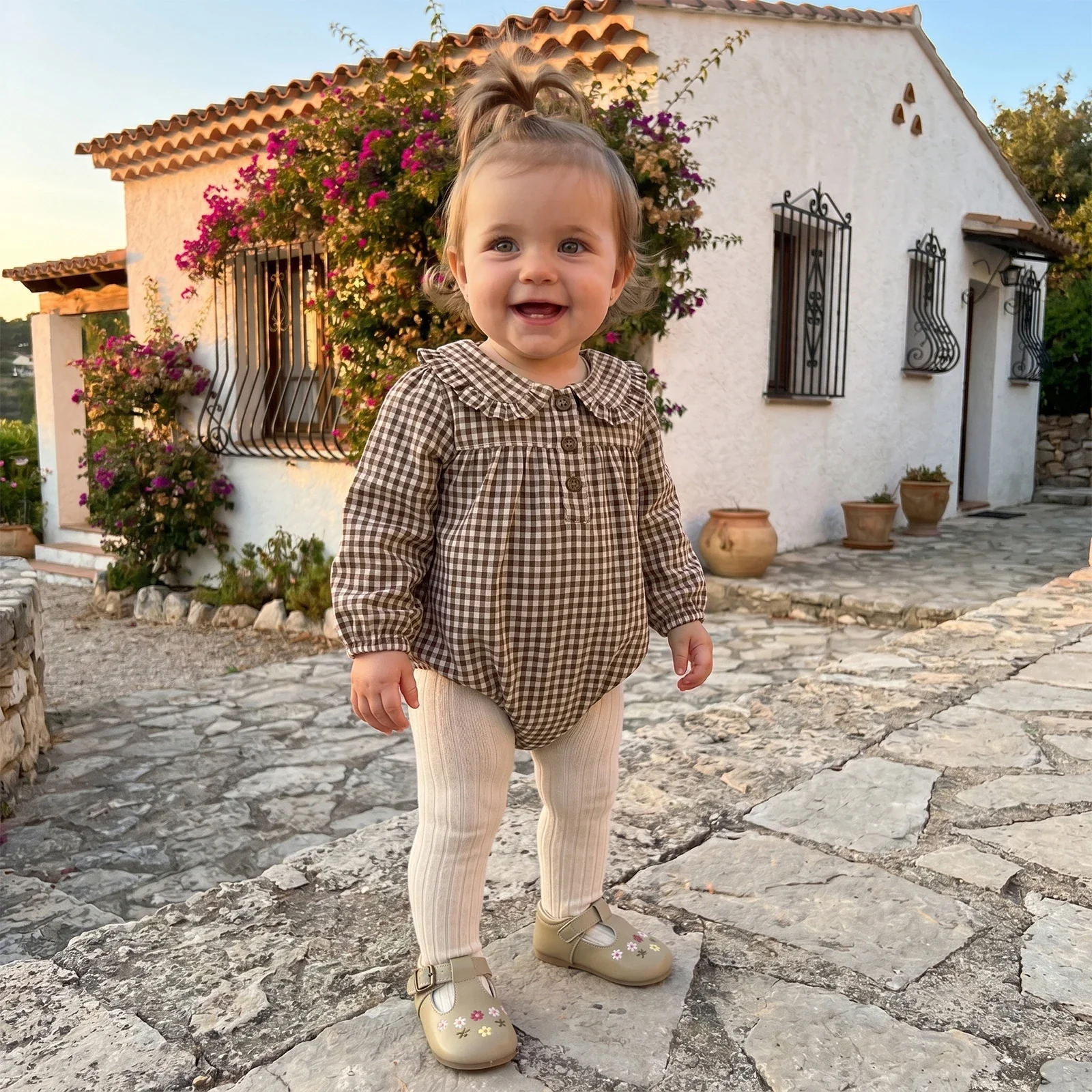 Lottie Gingham Romper | Cocoa - Image 2