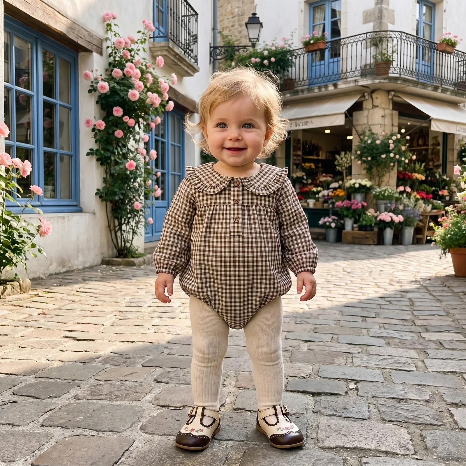 Lottie Gingham Romper | Cocoa - Image 3