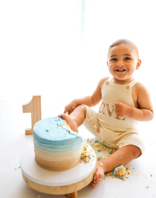 One Birthday Knit Romper | Sand - Image 4