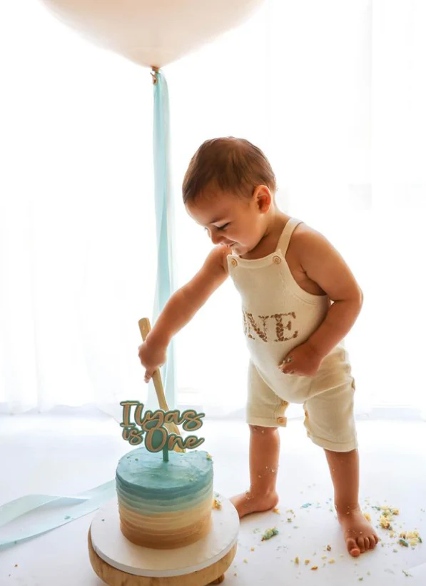 One Birthday Knit Romper | Sand - Image 5