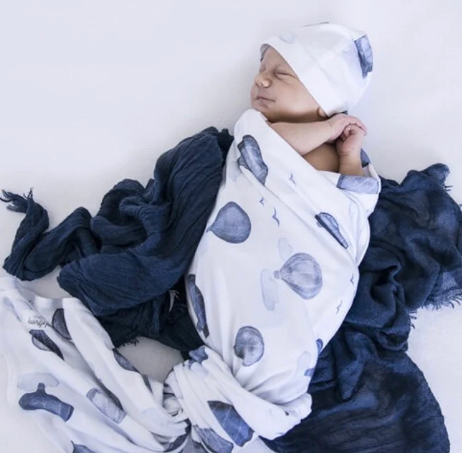 Snuggle Hunny Kids - Organic Baby Jersey Wrap & Beanie Set | Cloud Chaser - Image 2
