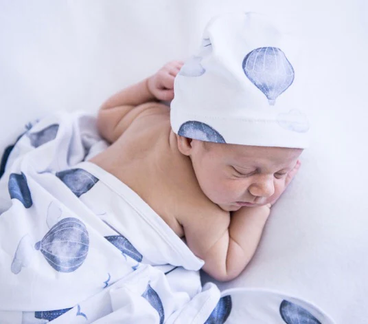 Snuggle Hunny Kids - Organic Baby Jersey Wrap & Beanie Set | Cloud Chaser - Image 3