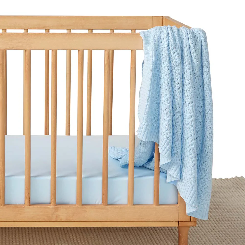 Snuggle Hunny Kids - Diamond Knit Baby Blanket | Baby Blue - Image 2
