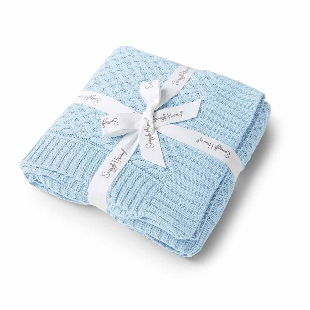Snuggle Hunny Kids - Diamond Knit Baby Blanket | Baby Blue - Image 3