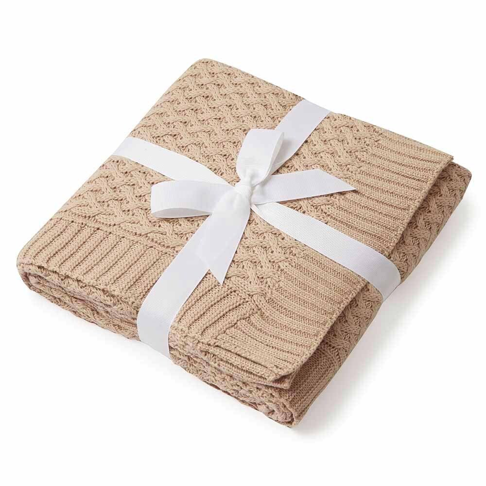 Snuggle Hunny Kids - Diamond Knit Baby Blanket | Hazelnut - Image 2