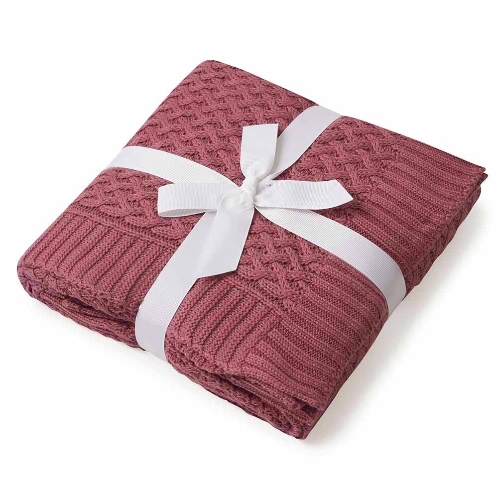 Snuggle Hunny Kids - Diamond Knit Baby Blanket | Mauve - Image 2