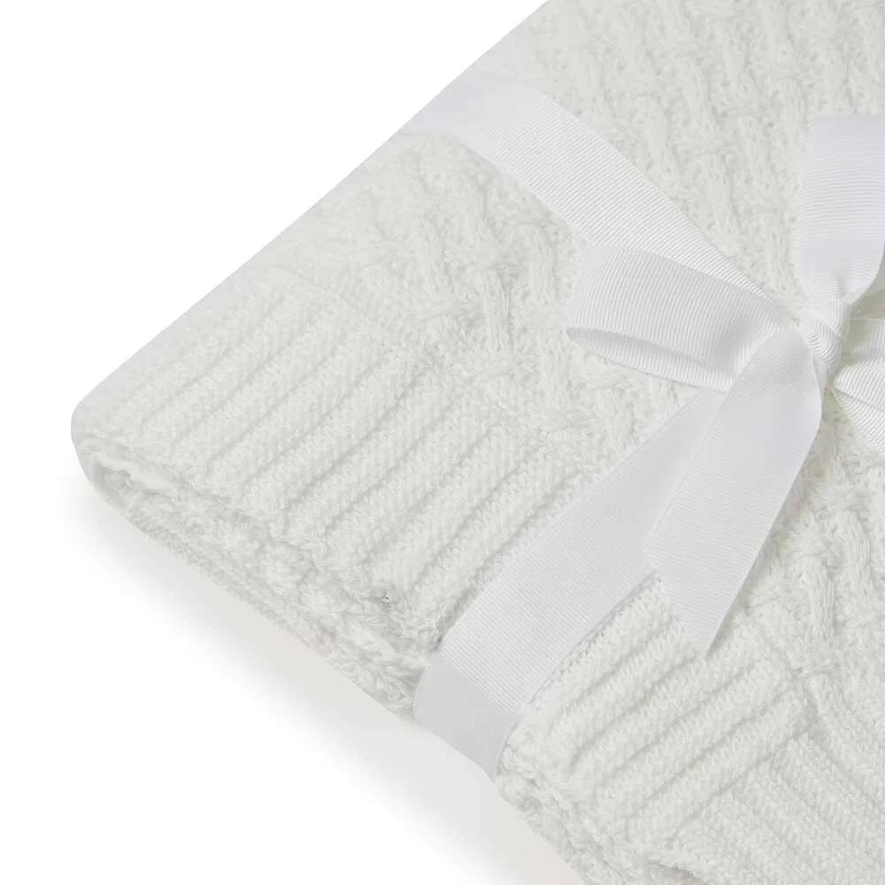 Snuggle Hunny Kids - Diamond Knit Baby Blanket | White - Image 2
