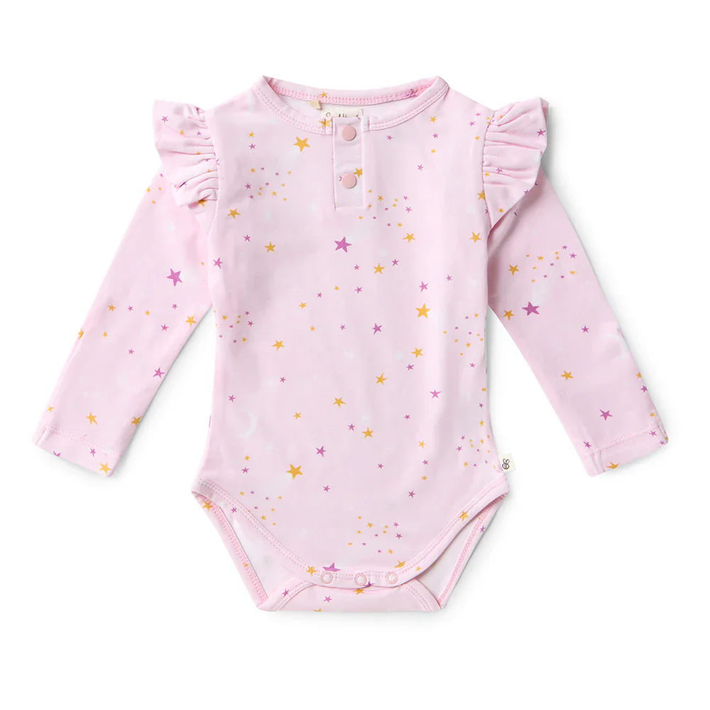Snuggle Hunny Kids - Long Sleeve Organic Bodysuit with Frill | Twinkle
