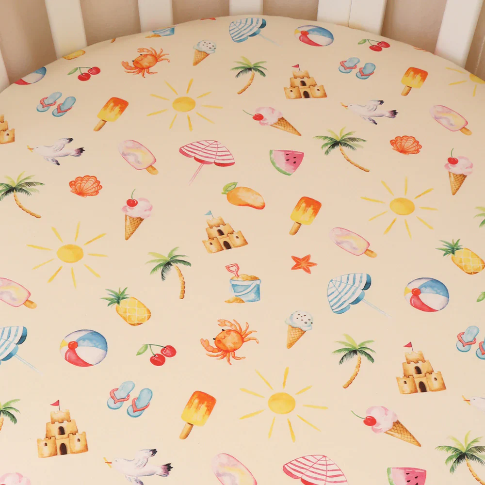 Snuggle Hunny Kids - Organic Fitted Cot Sheet | Beach Fun - Image 3