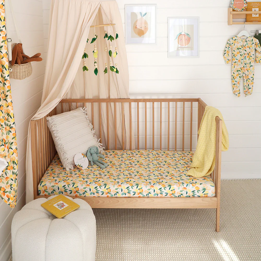 Snuggle Hunny Kids - Organic Fitted Cot Sheet | Sunny Citrus - Image 2