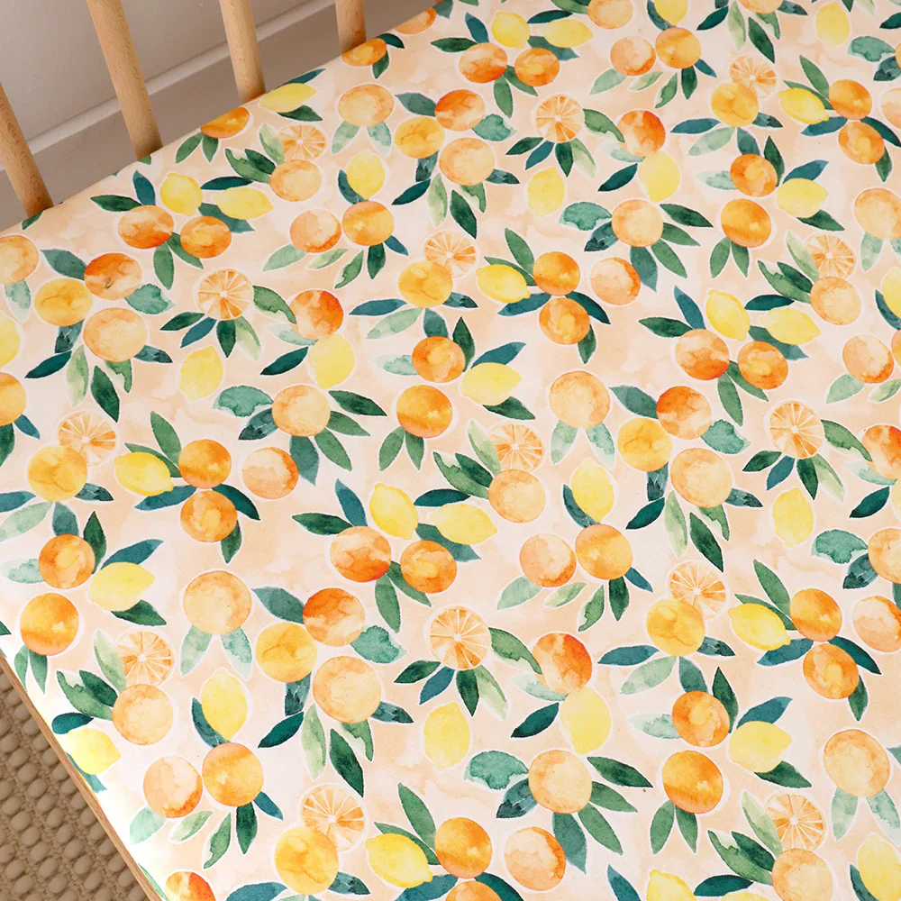 Snuggle Hunny Kids - Organic Fitted Cot Sheet | Sunny Citrus - Image 3