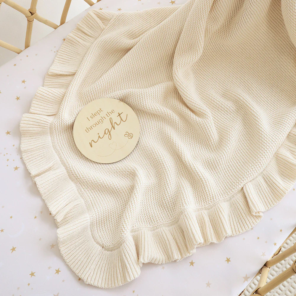 Snuggle Hunny Kids - Ruffle Knit Baby Blanket | Cream - Image 2