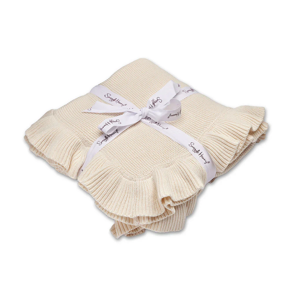 Snuggle Hunny Kids - Ruffle Knit Baby Blanket | Cream - Image 4