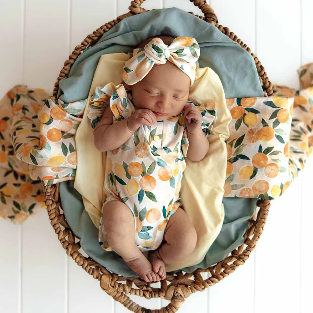 Snuggle Hunny Kids - Short Sleeve Frill Organic Bodysuit | Sunny Citrus - Image 3