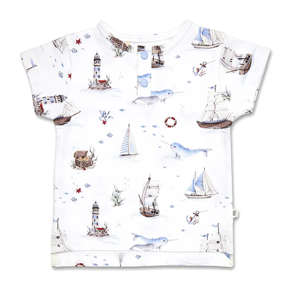 Snuggle Hunny Kids - Short Sleeve Organic Top | Set Sail