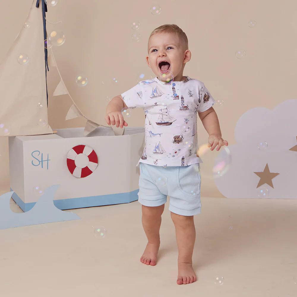 Snuggle Hunny Kids - Short Sleeve Organic Top | Set Sail - Image 2