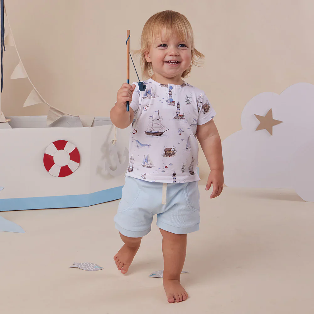 Snuggle Hunny Kids - Short Sleeve Organic Top | Set Sail - Image 3