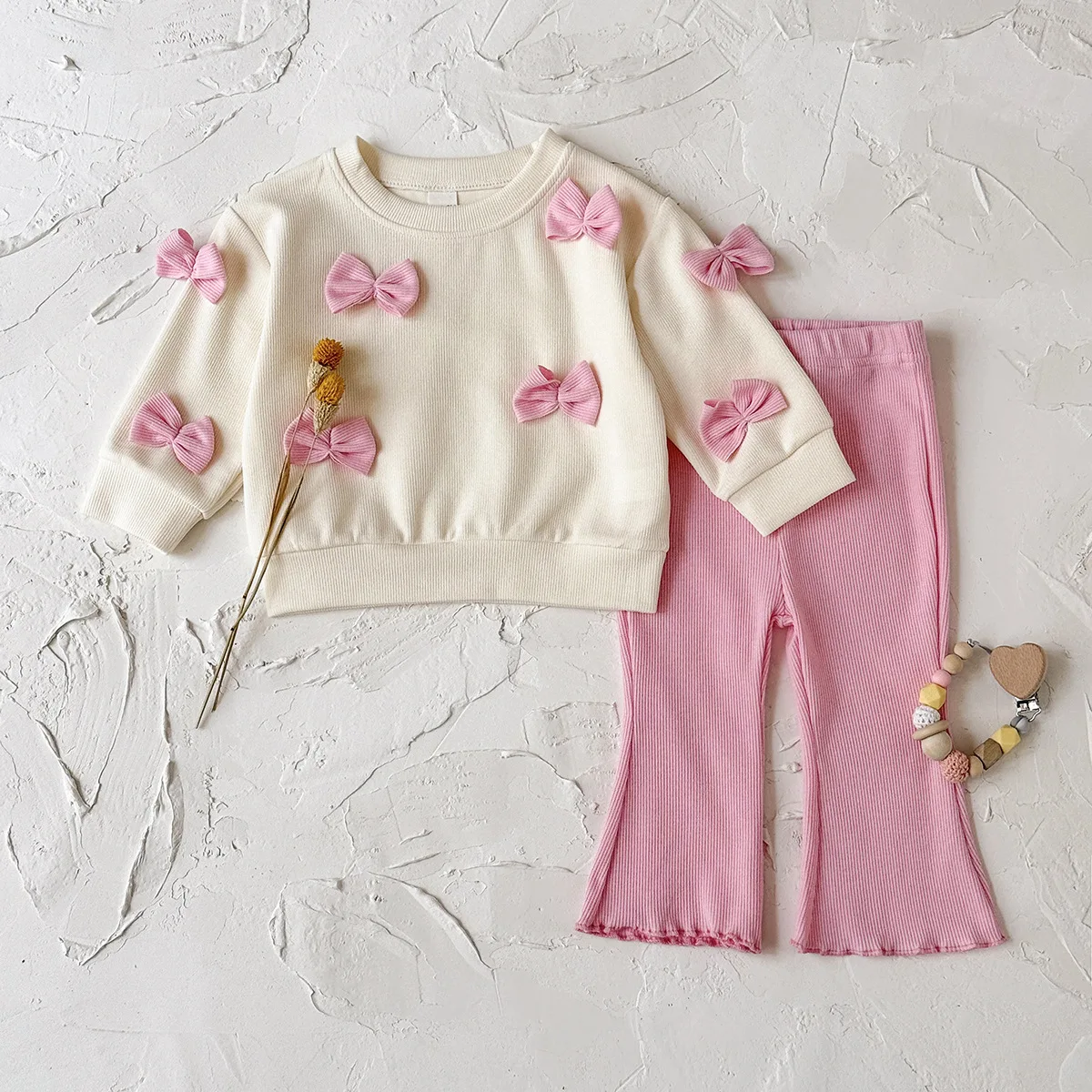 Pink Bows Jumper & Matching Flares Set