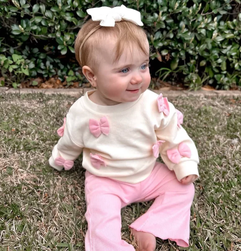 Pink Bows Jumper & Matching Flares Set - Image 2