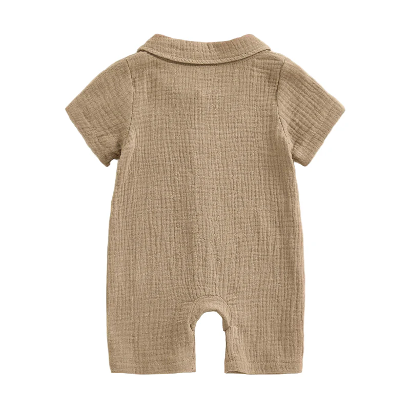 Oliver Muslin Summer Romper | Sand - Image 2