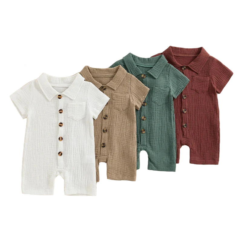 Oliver Muslin Summer Romper | Sand - Image 3