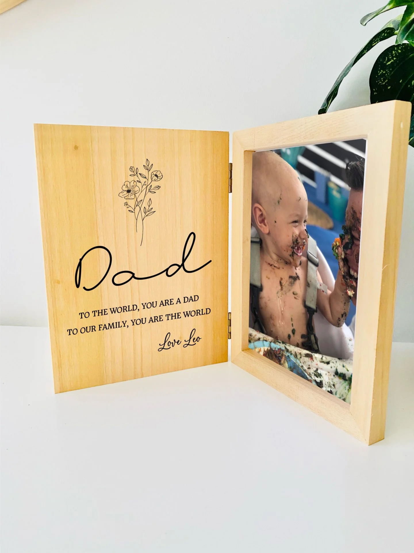 Timber Tinkers - Personalised Father's Day Photo Frame | Floral Dad - Image 2