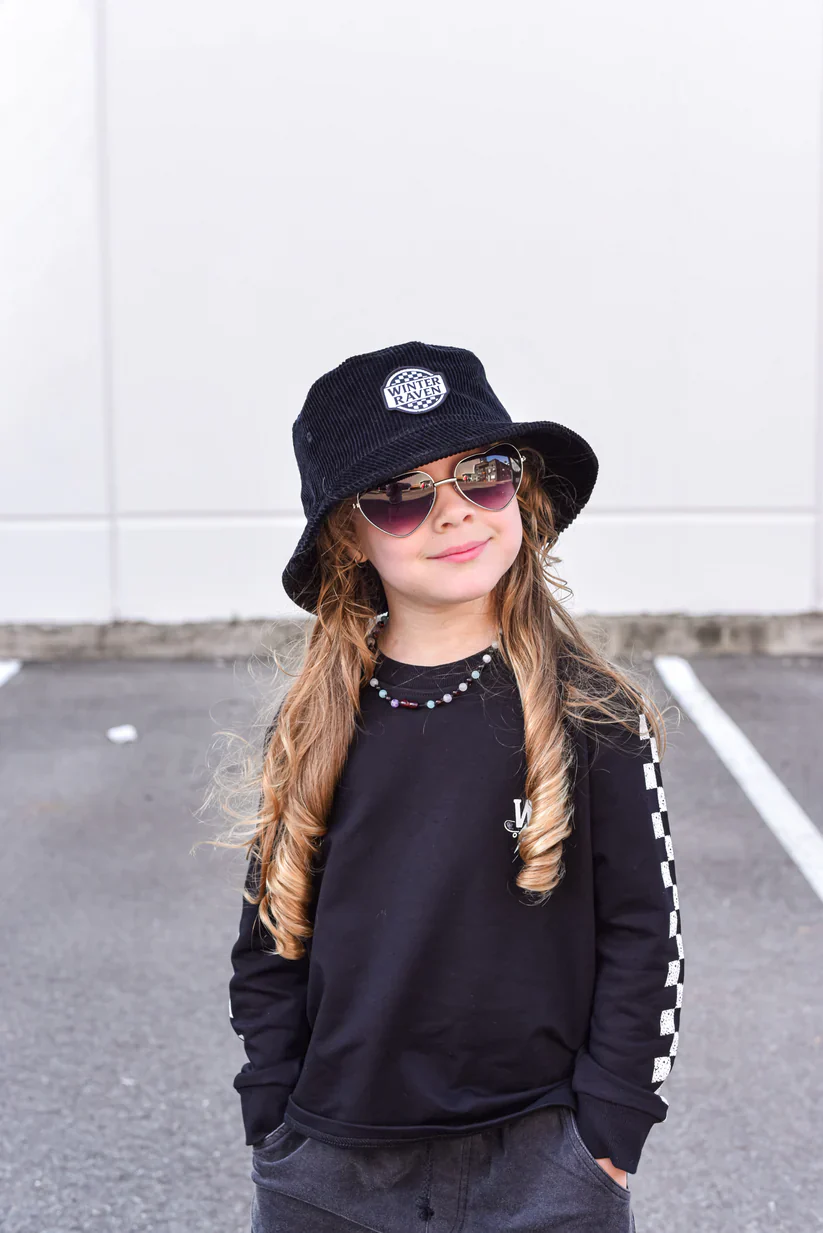 Winter and Raven - Checkmate Corduroy Bucket Hat | Black - Image 2