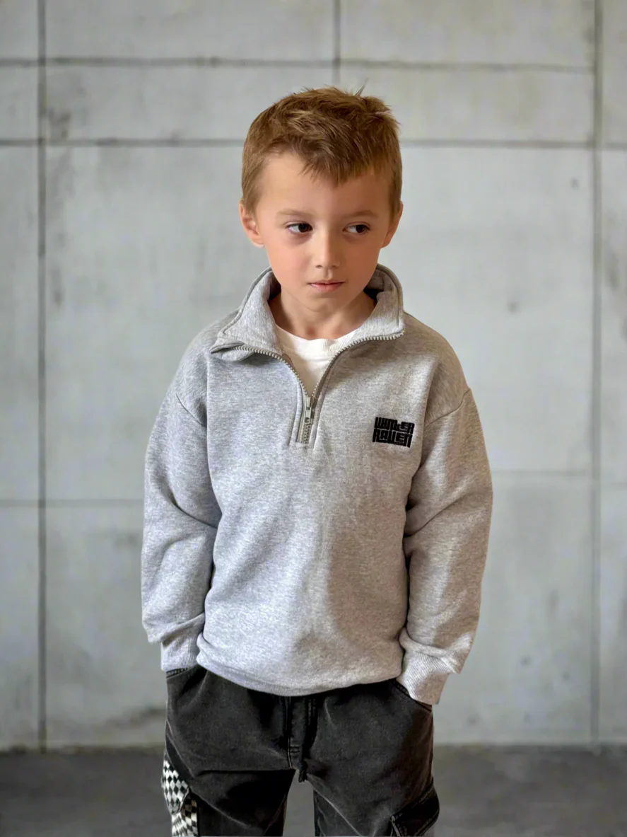 Winter and Raven - Grey Marle Half Zip Fleece - Image 3