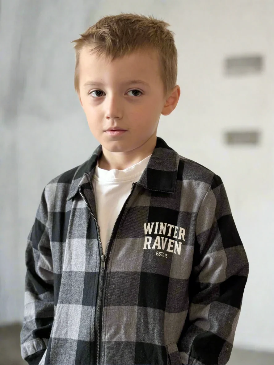Winter and Raven - Mono Check Shacket - Image 3
