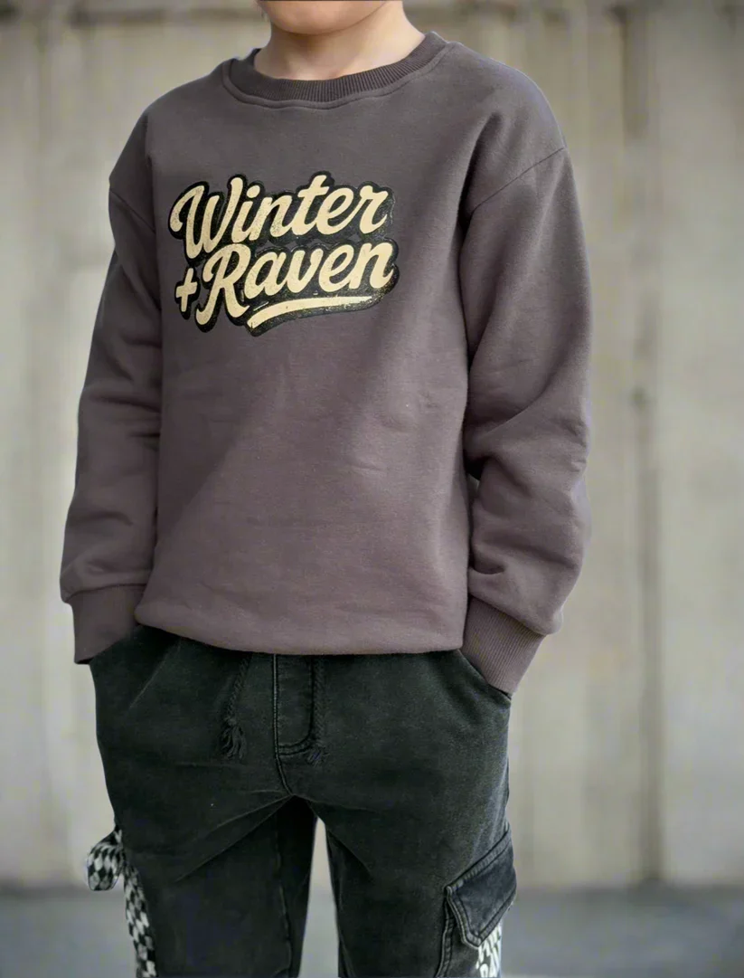 Winter and Raven - Vintage Script Crew | Charcoal Fade - Image 2