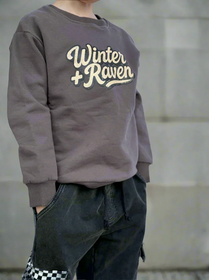 Winter and Raven - Vintage Script Crew | Charcoal Fade - Image 3